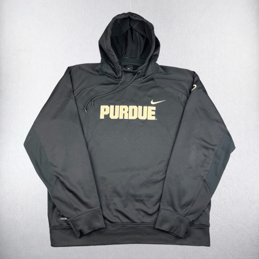 Nike Hoodie Mens XXL Black Purdue Boilermakers Therma-FIT Pullover Sweatshirt
